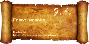 Franz Aranka névjegykártya